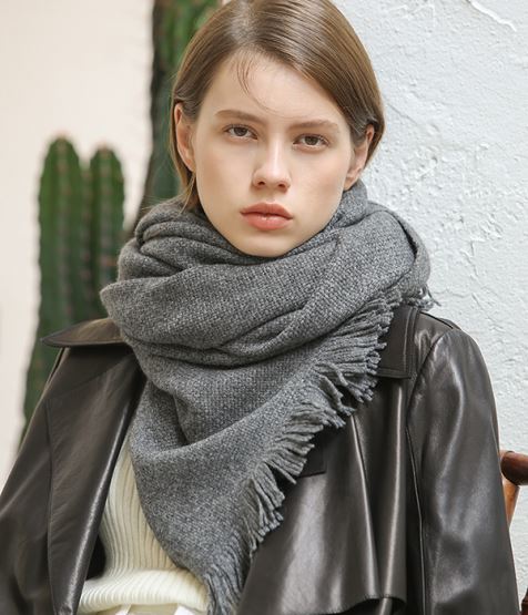 Muffler Cashmere Fringed