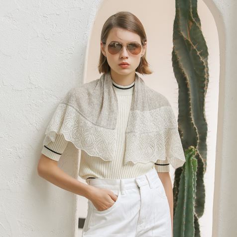 Sgarff Gwau Cashmere Organig